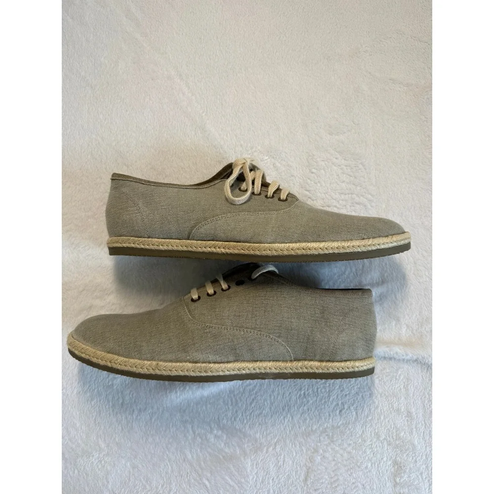 AllSaints Mens Canvas Lace Up Espadrille Gray Size 44 EU 11 US